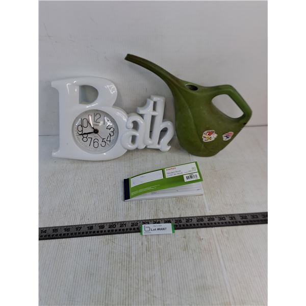 Bathroom Wall Clock, Watering Pitcher, Receipt Book