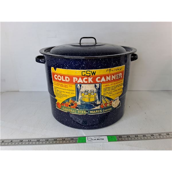 Enamel Canning Pot 13" Diameter 10" Tall with Rack - PICK UP