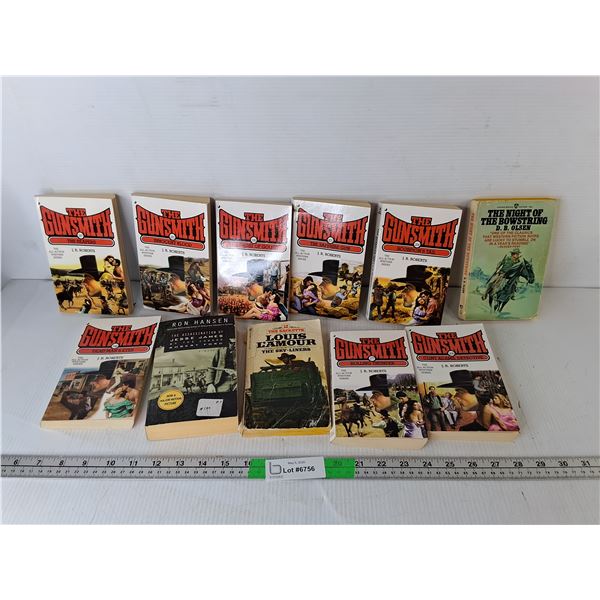 (11) Western Novels- Assassination of Jesse James, The Gunsmith, The Sky-Liners, Misc.