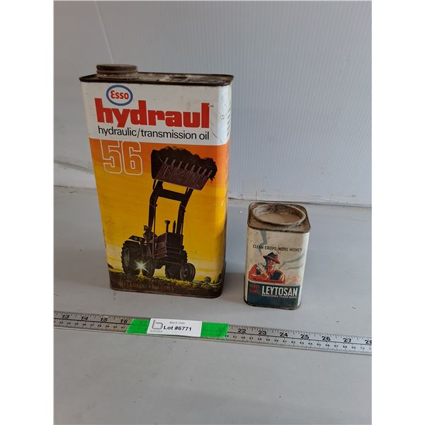 Esso Transmission Oil & Leytosan Fungicide Vintage Tins Up to 11" - Empty