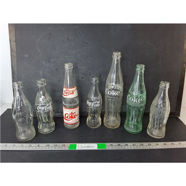 (7) Glass Coca-Cola Bottles Up to 11"