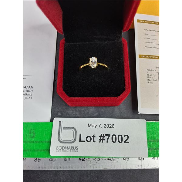 ^ 1.00 Ct Tw GRA Certified Oval Cut Moissanite Stone Set In 925 Silver Ring Size 8.75
