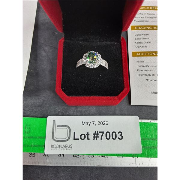 ^ 2.00 Ct GRA Certified Round Brilliant Cut Moissanite Set w/ Other Stones In 925 Silver Ring Size 8