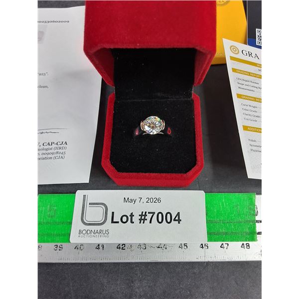 ^ 3.00 Ct GRA Certified Round Brilliant Cut Moissanite Stone Set In 925 Silver Ring Size 9