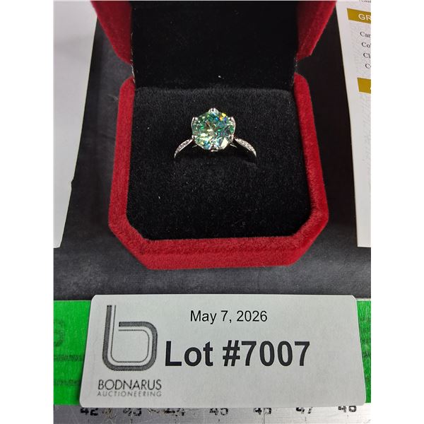 ^ 3.00 Ct GRA Certified Round Brilliant Cut Moissanite Stone Set In 925 Silver Ring Size 7