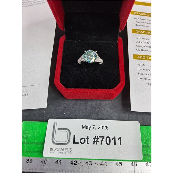^ 3.00 Ct GRA Certified Round Brilliant Cut Moissanite Stone Set In 925 Silver Ring Size 7