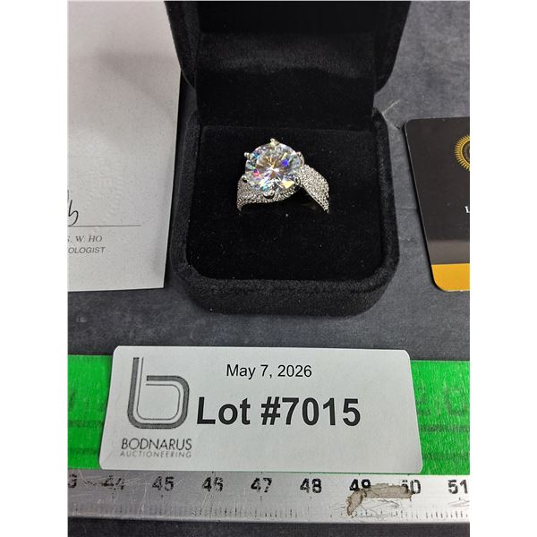 ^ 5.00 Ct GRA Certified Round Brilliant Cut Moissanite Stone Set In 925 Silver Ring Size 6.75