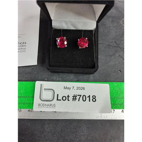 ^ 4.00 Ct Tw Synthetic Ruby Stone Vs Intense Red Color Set In 925 Silver Earrings