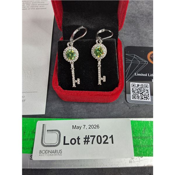 ^ 2.00 Ct Tw GRA Certified Round Brilliant Cut Moissanite Stone Set In 925 Silver Earrings