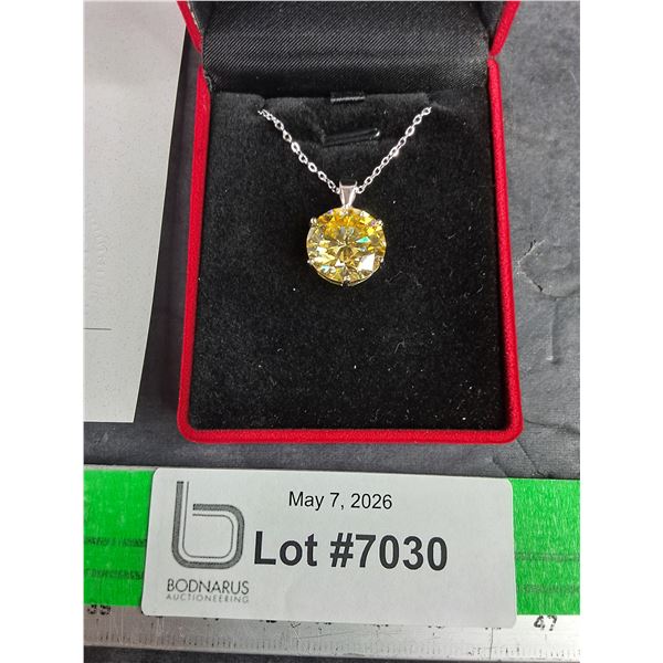 ^ 10.00 Ct GRA Certified Round Brilliant Cut Moissanite Stone Set In 925 Silver Pendant