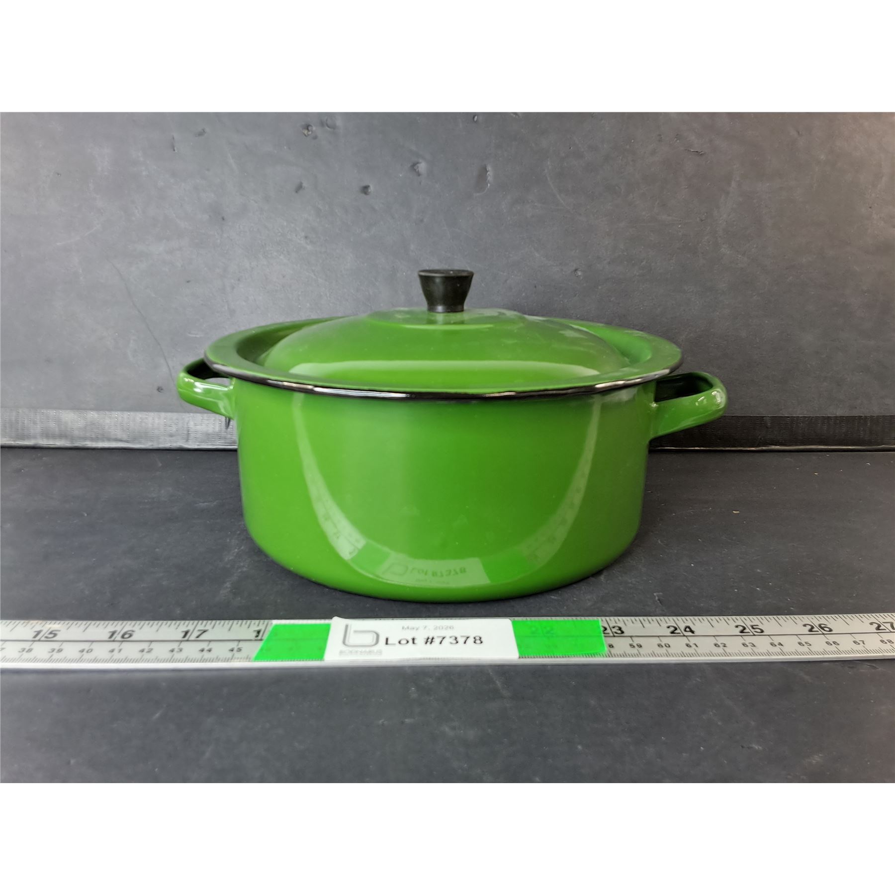 Vintage Peacock Enamel Pot 8.25