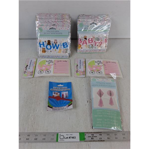 Baby Shower Supplies- Baby Bump Game, Invitation Cards