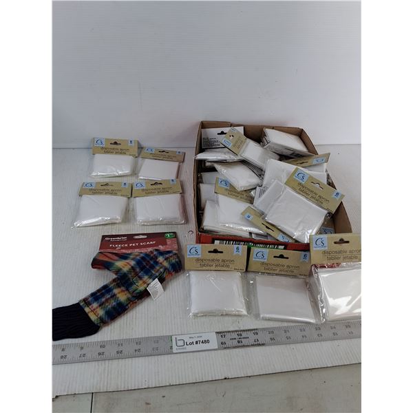 Box of Disposable Aprons - Adult/Kid Sizes & Fleece Pet Scarf