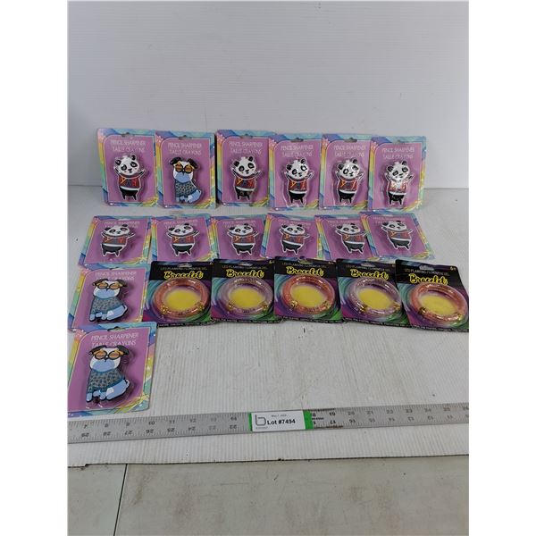 (14) New Pencil Sharpeners & (5) Led Flashing Bracelets - As Is