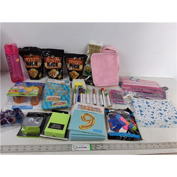 (3) Bags of Rice, Giant Foil Ballons, Plastic Bags, Misc