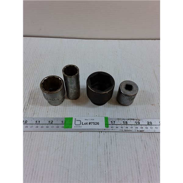 (4) Various Impact Sockets Up To 2 1/4"