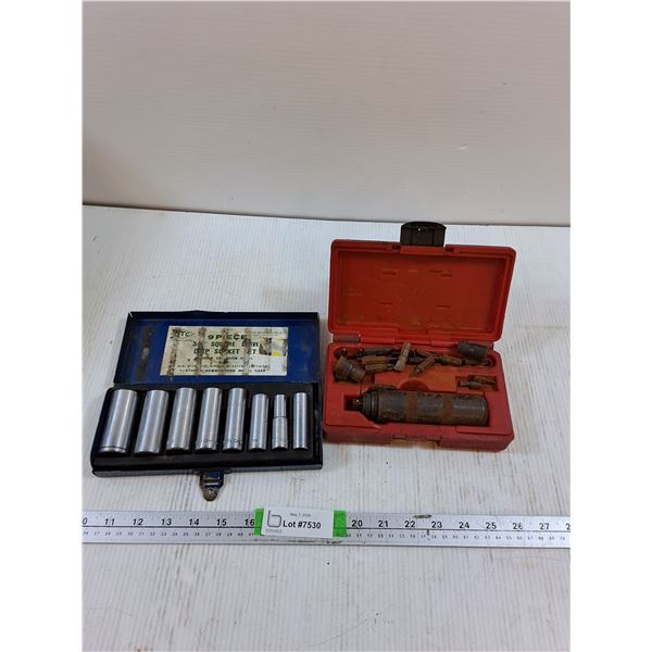 (9) Piece 3/8" Square Drive Deep Square Set, Mac Tools 3/8" Drive Manual Impact Driver Set - PU