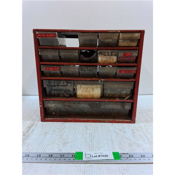 Metal Storage Cabinet With Plastic Pull-out Trays 12"x 5 3/4"x11" - PICK UP ONLY