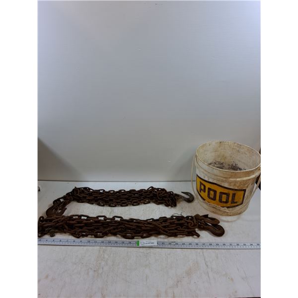 *(2) Metal Chains Up To 80", Plastic Bucket 11" Diax9.5", Cannot Ship