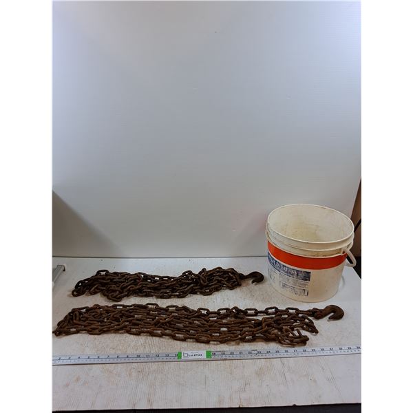 *(2) Metal Chains Up To 90", Plastic Bucket  10.5"Diax9.5", Cannot Ship