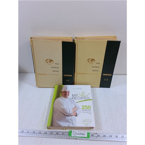 (3) Books- The World Book Dictionaries, My Ideal Recipes