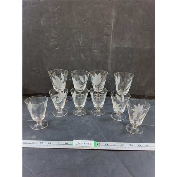 (10) Glass Cups Up Ton.5" Diameter x 5 3/4"