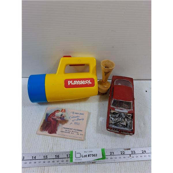 Playskool Toy Flashlight 7 1/4", Small Calendar My Rust Craft, GTO The Boss Cuda Car Model 7.5"