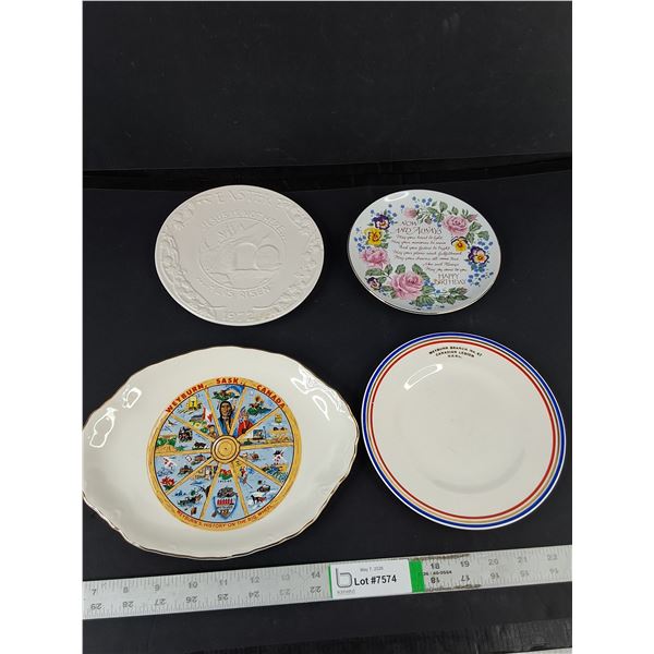 (4) Plates - Birthday, Easter & Weyburn Sk