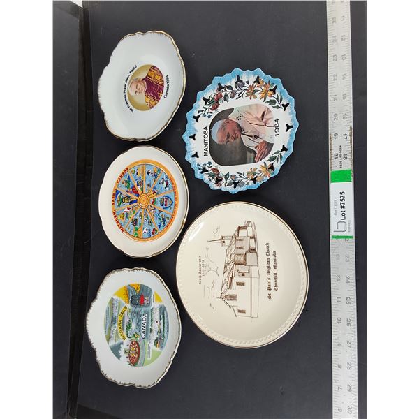 (5) Canadian Themed Plates- Niagara Falls, Weyburn, Manitoba