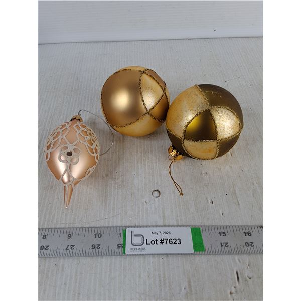 (3) Christmas Tree Ornaments - As Is