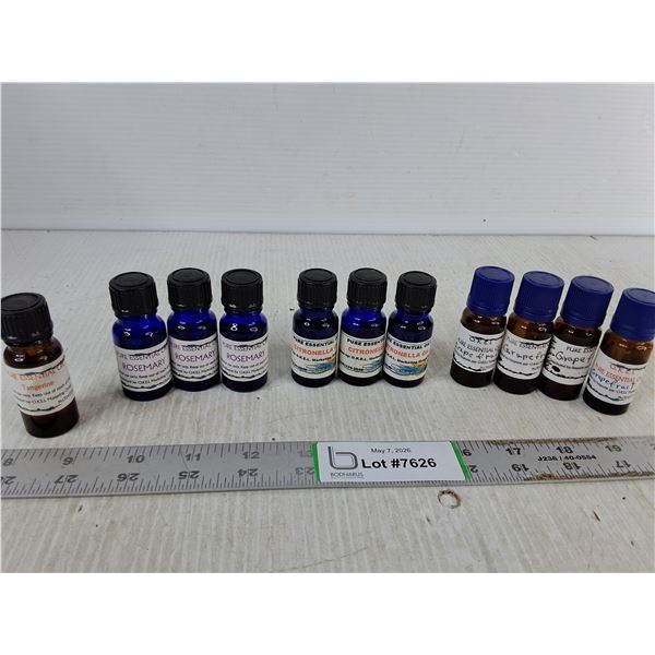 (11) 10 mL Bottles of Essential Oils- Rosemary, Citronella, Grapefruit & Tangerine, Cannot Ship