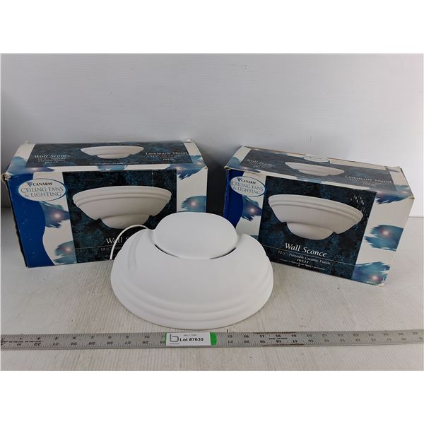 (2) Wall Sconce Celling Fans & Lighting- Ceramic Finish - PICK UP ONLY