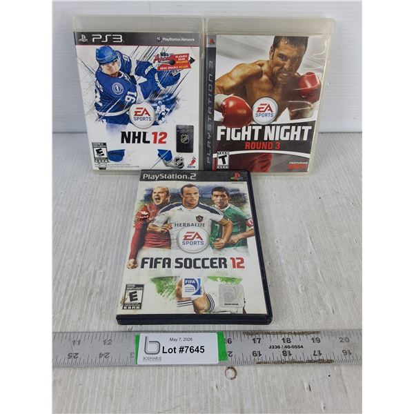 (3) PS3 Games - NHL, FIFA Soccer, Fight NIght