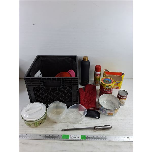 Milk Crate, Corned Beef, Oven Mitten, Bowls, Water Bottle, Misc - PICKUP ONLY