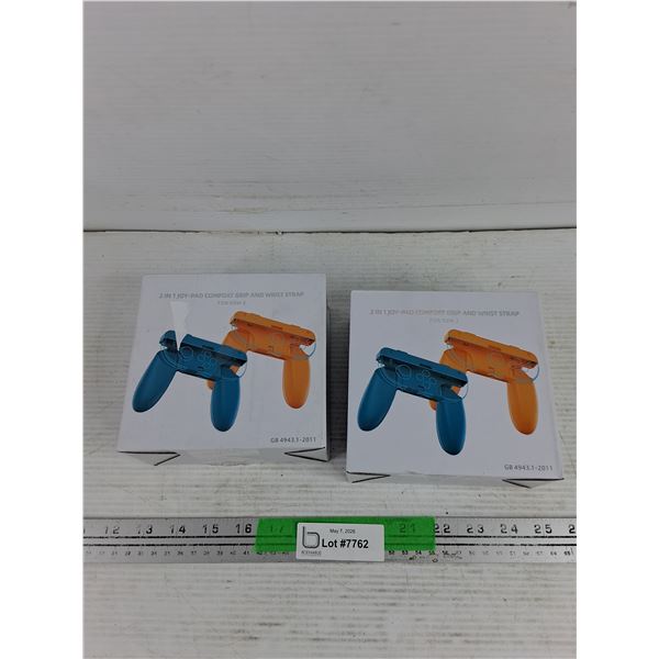 (2) 2 in 1 Joy Pad Comfort Grip & Wrist Straps - New