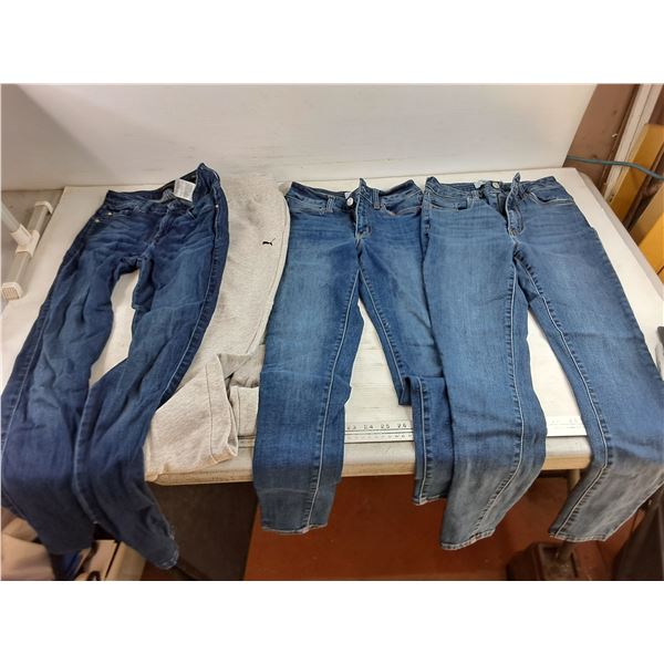 (3) Denim Jeans - Size 25, Puma Sweatpants - Size M