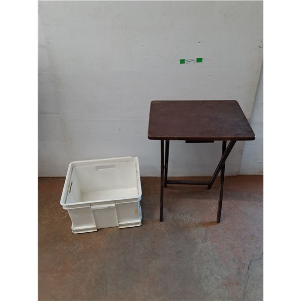 Folding TV Table 19" x 14" x 26", Plastic Container 17" x 14" x 11", PICKUP ONLY
