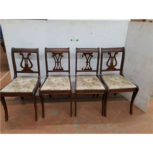 *(4) Wooden Cushioned Chairs 34.5" Tall- Cannot Ship
