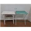 Image 1 : *Plastic Folding Side Table with Metal Legs 25" Tall & Rattan Side Table/Magazine Rack- Cannot Ship
