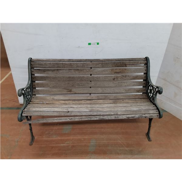 *Wooden & Cast Iron Outdoor Bench- Requires Repair 50" Long x 27.5" Tall, Cannot Ship