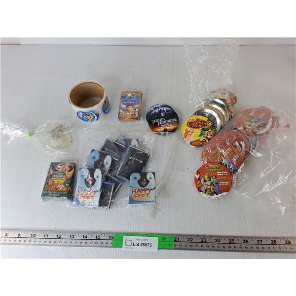Ice Age Stickers, Movie Buttons- Transformers, Happy Feet, Ratatouille, Misc.
