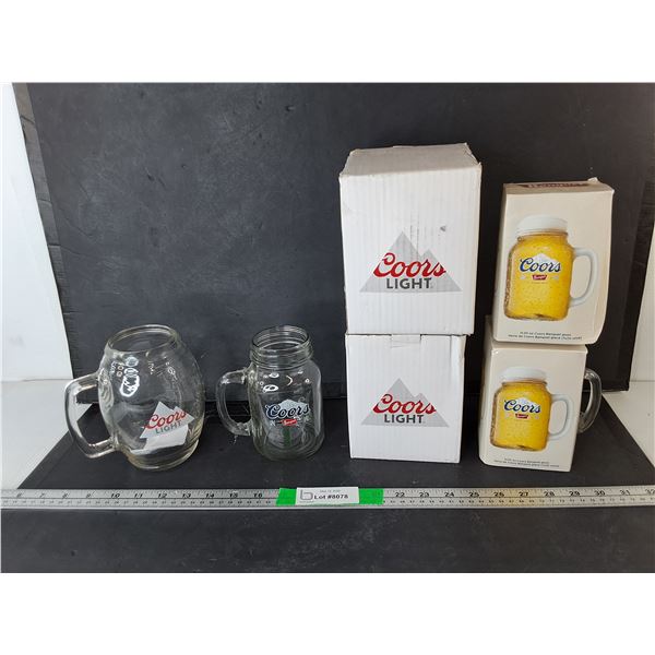 (4) Coors Glass Mugs Up to 6.5"