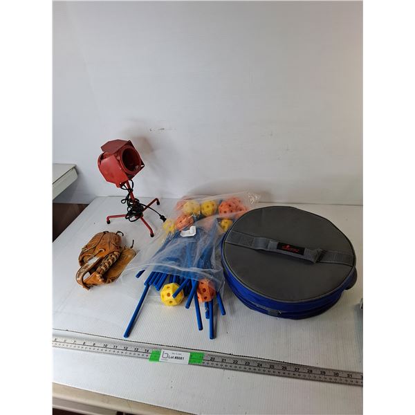 Child Size Ball Glove, Pop Up Cooler, Fort Building Kit, Metal Lamp 11.5"- Untested - PICK UP
