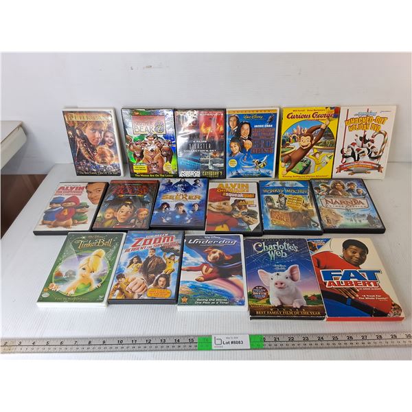 (17)Mostly Kids' DVDs- Curious George, Peter Pan, Tinker Bell, Misc.