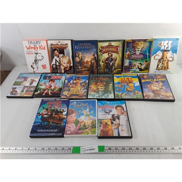 (15) Kids' DVDs- Dennis the Menace, Fred Claus, Diary of a Wimpy Kid, Misc.