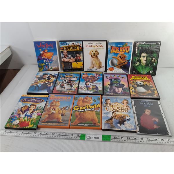 (15) Kids' DVDs- Garfield, The Chaperone, Kung Fu Panda, Misc.