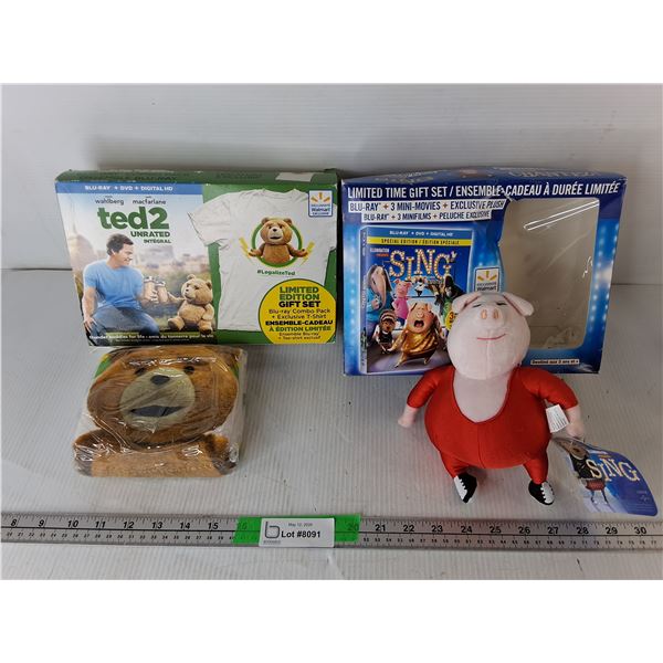 Sing Plushie & Ted 2 Tshirt- Sealed, Unknown Size. No Movies