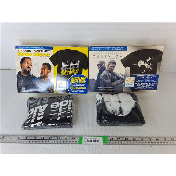 Ride Along-L & Oblivion- Unknown Size Tshirts, Sealed. No Movies