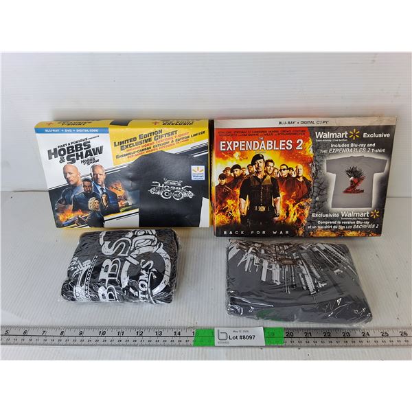 The Expendables 2 Tshirt-L & Hobbs & Shaw Tshirt- Unknown Size, Sealed. No Movies