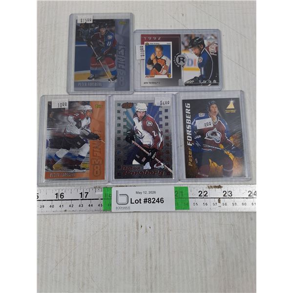 (5) Peter Forsberg Hockey Cards in Sleeves